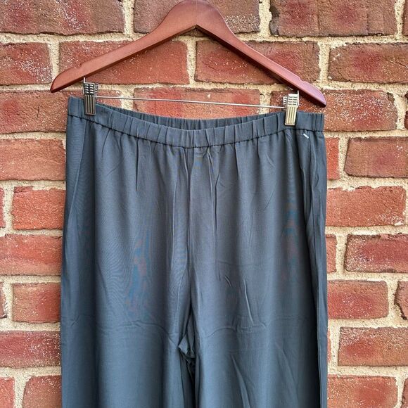 Eileen Fisher $278 crepe wide leg pants side slits tencel lyocell viscose XS - Picture 2 of 9